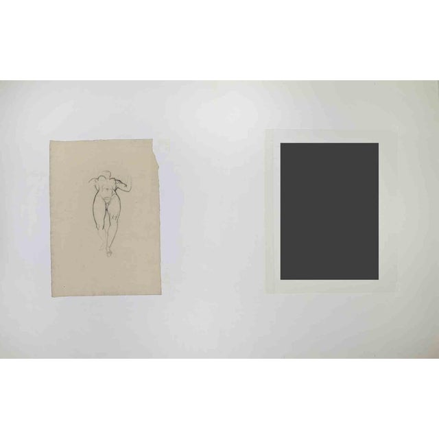 Figure is a Pencil drawing realized by Felix Barrias (1822 - 1907) in the Late 19th Century. Good condition on a yellowed...