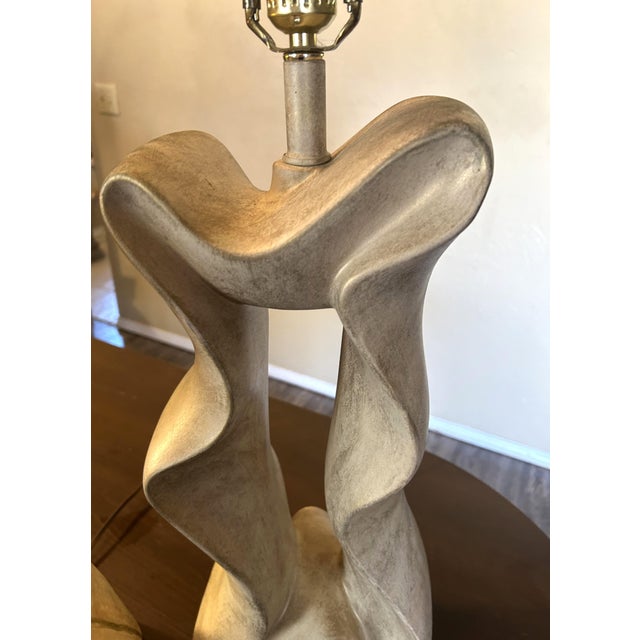1980's Jaro Style Biomorphic Post-Modern Freeform Ribbon Motif Table Lamps Pair For Sale - Image 16 of 17