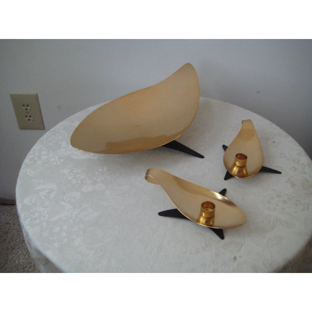 Mid-Century Modern Atomic Table Console/Candle Holder Set - 3 Pieces For Sale - Image 4 of 13
