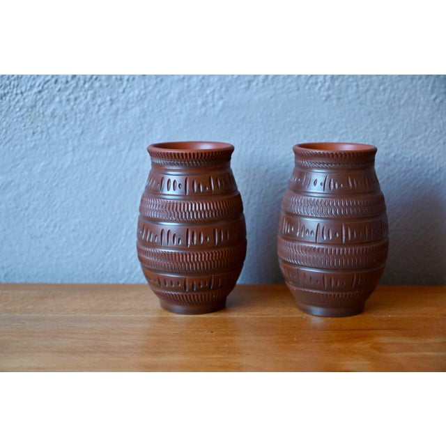 1970s 19th Century Brutalist Ethnic Terracotta Vases from Alfred Krupp, 1970s For Sale - Image 5 of 7