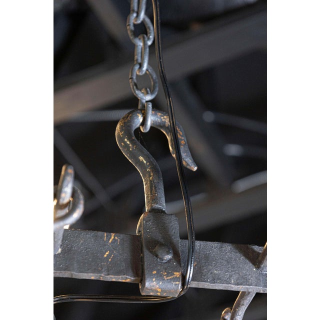 French Provincial Mid 20th Century French Wrought Iron Chandelier For Sale - Image 3 of 12