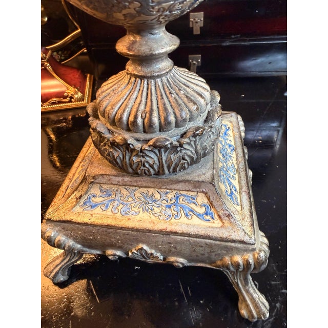 Metal Vintage Baroque Style 4-Arm Candelabra Candle Holder For Sale - Image 7 of 9