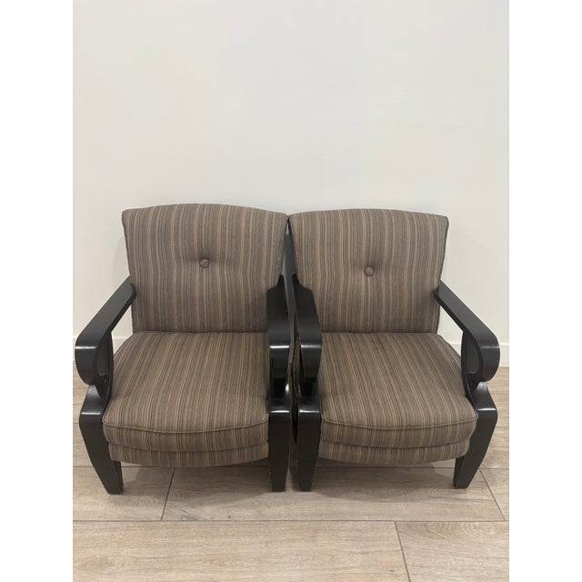 Wood Pair of 1990s Mid Century Style Bassett Furniture Club Chairs For Sale - Image 7 of 11