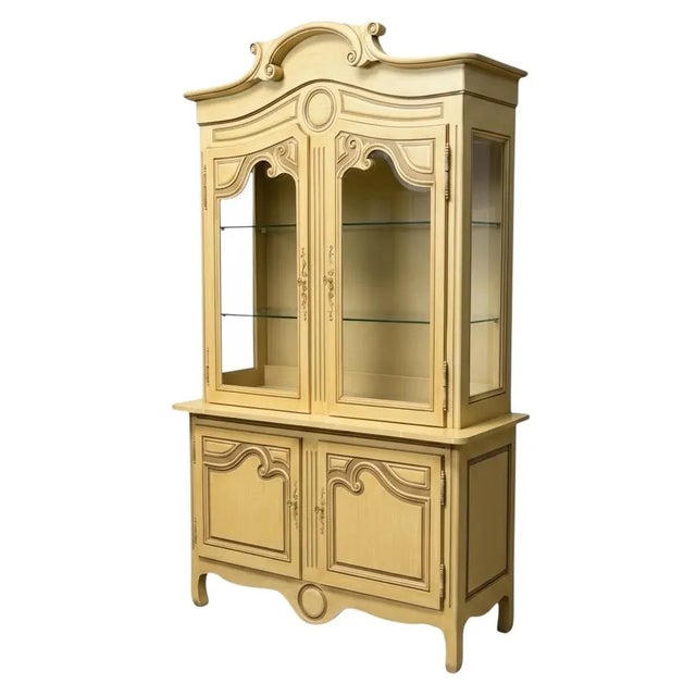 Wood 1970s Large Scale French Provincial Painted Cabinet / Hutch by Baker Furniture For Sale - Image 7 of 7