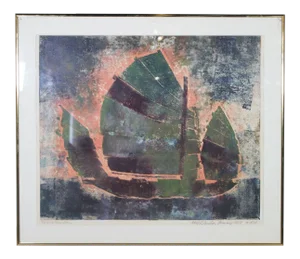 Paul Sprohge "Hong Kong Junk" Abstract Impressionist Seascape Edition 3 of 4 1969
