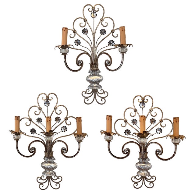 Large Mid-Century Modern Wall Lights by Banci Firenze, Italy, 1960s, Set of 3 For Sale - Image 9 of 9