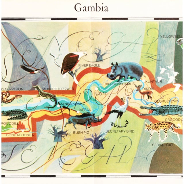 1960s 1960s Original West African Map, Map of Gambia (Recto/Verso) For Sale - Image 5 of 6