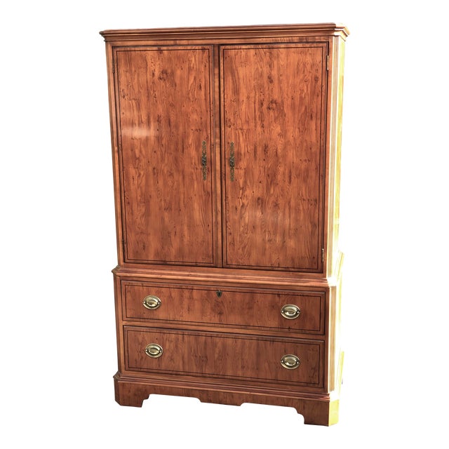 1980s Chippendale Drexel Yorkshire Yew Wood Armoire Chairish