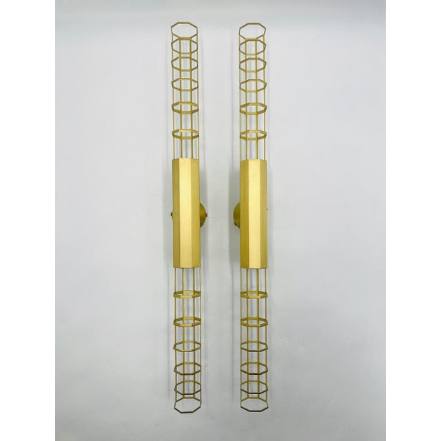 Italian Pair Baxter "Palomar" Brass Sconces by Pietro Russo, Italian Modern Lights For Sale - Image 3 of 18