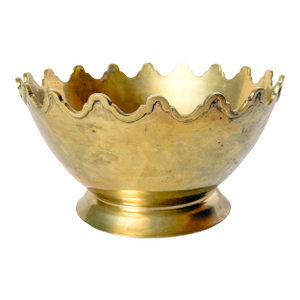 Vintage Hollywood Regency Art Deco Brass Crown Bowl Attributed to Mottahedeh