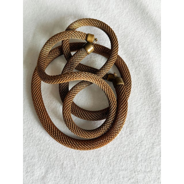 1970s Vintage 1980s Italian Style Bronze Tone Woven Mesh Rope Collar Necklace For Sale - Image 5 of 15