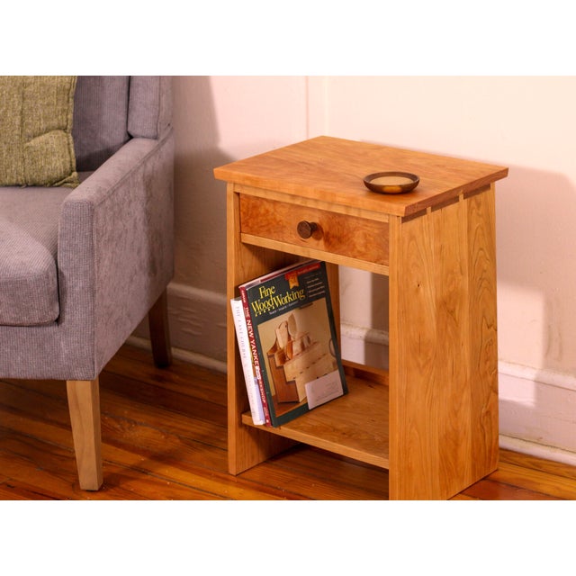 Brown Handmade Mid-Century Modern Cherry Nightstand/End Table For Sale - Image 8 of 9