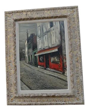 1940s Mid-Century French Industrial Oil Painting Signed Gabriel Marc Louis Ferro
