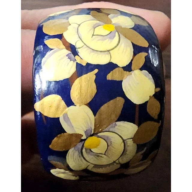 Vintage Hand-Painted Blue Lacquer Napkin Rings - Set of 4 For Sale - Image 10 of 11