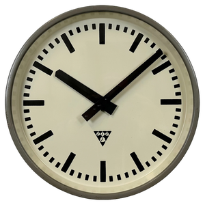 Grey Industrial Factory Wall Clock from Pragotron, 1960s