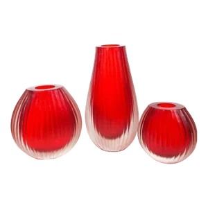 Murano 1980's Set of 3 Handblown Vases by Dona Di Murano Glass Vases, Signed