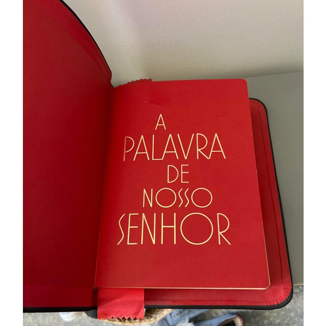 Beautiful Portuguese Bible from 1974. Leather cover with gold foil accents. ECUMENICAL EDITION Translation of Father...