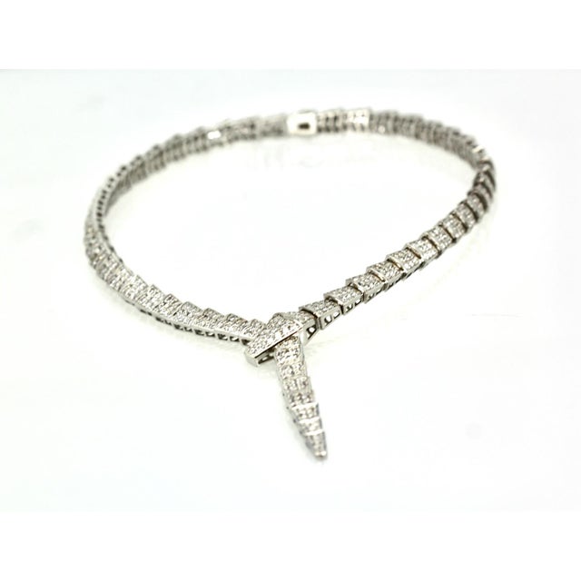 Silver and Rhinestone Snake Necklace For Sale - Image 4 of 11