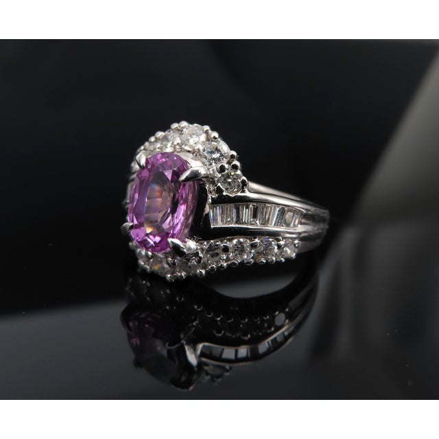 Late 20th Century 2.02ct Gia Ceylon No Heat Pink Sapphire 1.00ct Diamond Platinum Ring Size 5.25 For Sale - Image 11 of 18