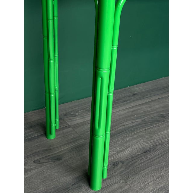 Late 20th Century Faux Bamboo High Gloss Green Lacquered Console For Sale - Image 15 of 16