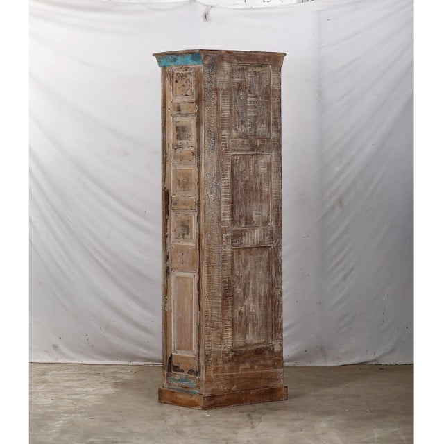 Wood Armoire Constructed From an Antique Indian Painted Teakwood Door and Elements For Sale - Image 7 of 7