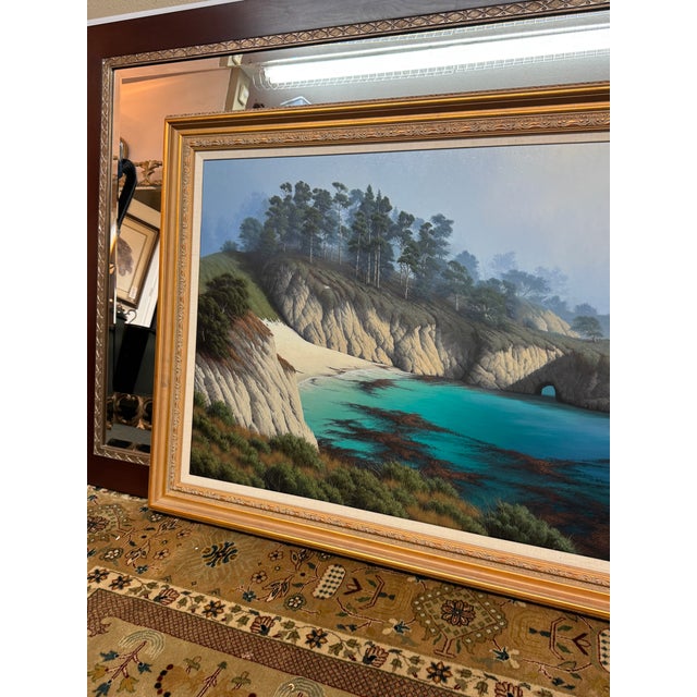 David Dalton Monterey Bay Cove Oil Painting, Signed For Sale - Image 12 of 12