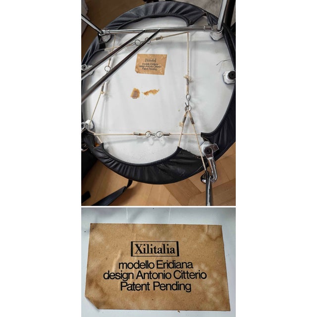 Antonio Citterio Eridiana Leather + Metal Chairs, Xilitalia, Italy, 1980s, Set 6 For Sale - Image 6 of 12