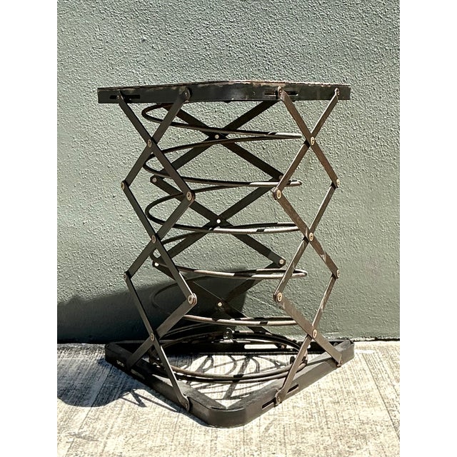 Coffee Vintage Industrial Metal and Stone Side Table For Sale - Image 8 of 12