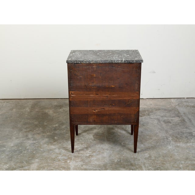 Petite Italian 18th Century Neoclassical Commode with Marble Top and Marquetry For Sale - Image 10 of 12