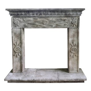 Italian Travertine Marble Fireplace, 20th Century For Sale