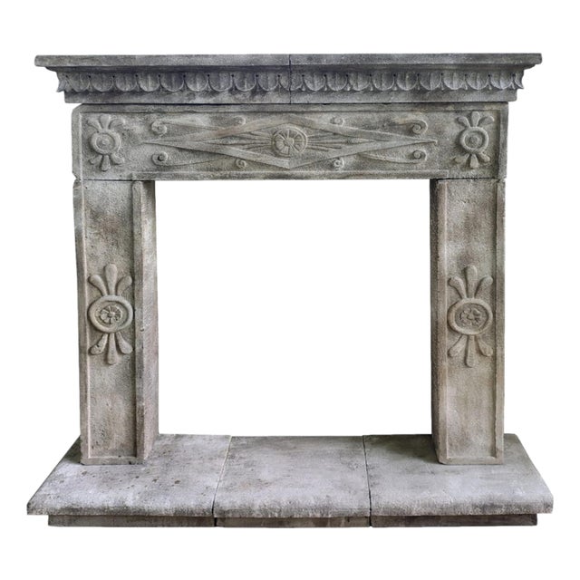 Italian Travertine Marble Fireplace, 20th Century For Sale