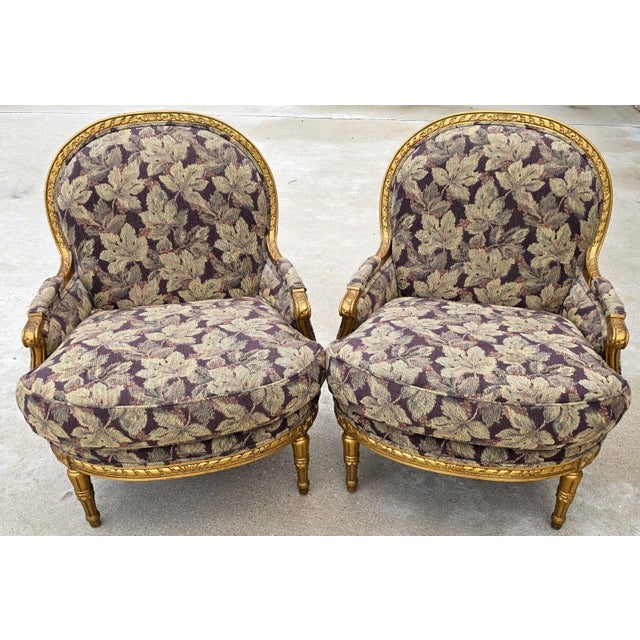 Dm D & D Building Nyc French Louis XVI Style Giltwood Oversized Bergère Armchairs For Sale - Image 9 of 15