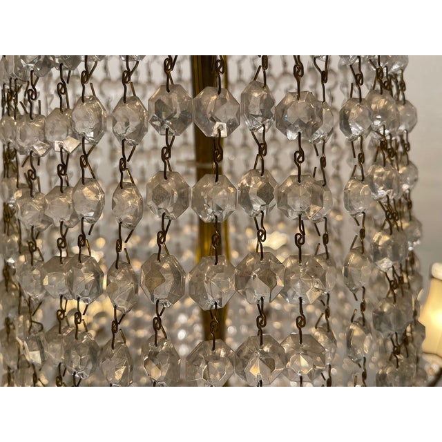 Large Bronze and Crystal Chandelier, 1950s For Sale - Image 9 of 18