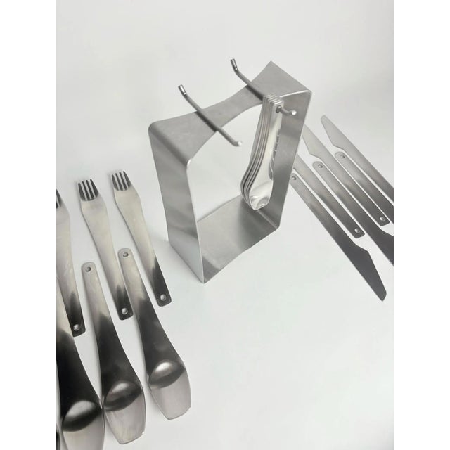 Stainless Steel Flatware Set with Bistro Stand by Terence Conran, 1980s, Set of 25 For Sale - Image 4 of 9