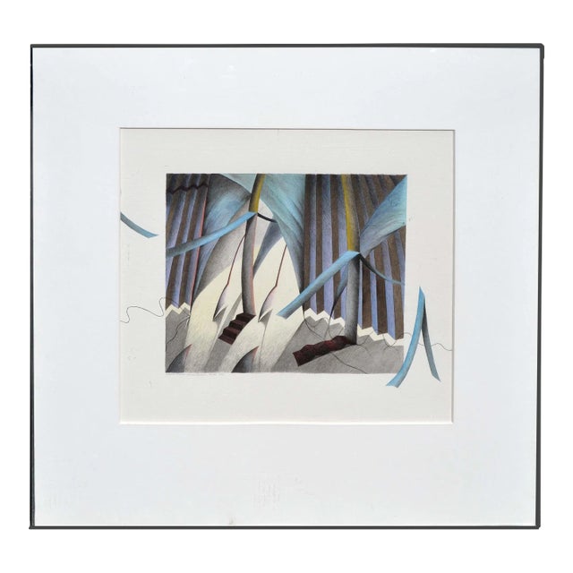 Vintage Modernist Abstract Painting "Aquarelle #93" by Yukako Okudaira For Sale