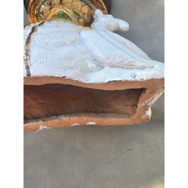 Vintage Majolica Style Camel Garden Seat For Sale - Image 12 of 14