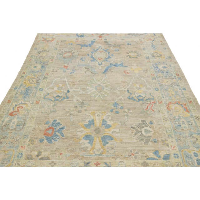 Textile Apadana's Modern Designed Sultanabad Room Size Wool Rug Handmade in Beige For Sale - Image 7 of 10