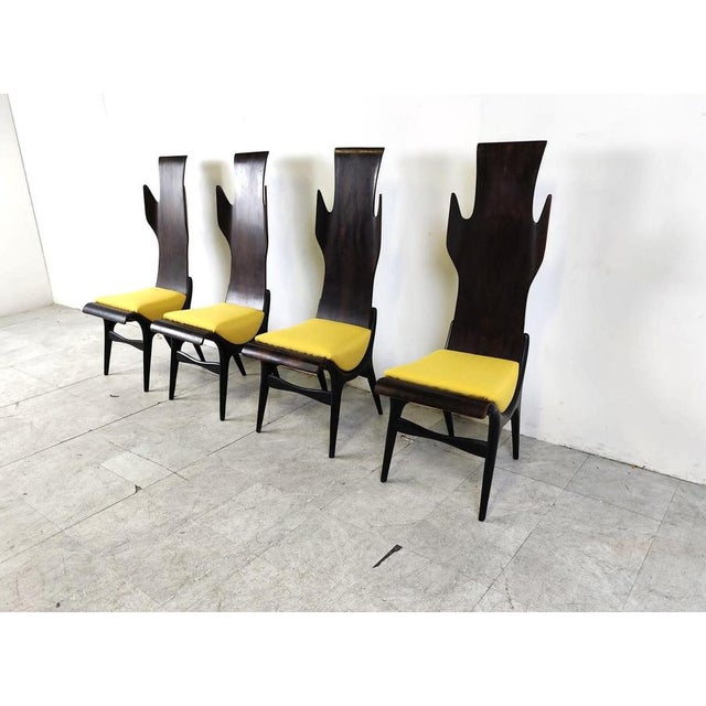 Mid-Century High Back Flame Dining Chairs from Dante Latorre, 1950s, Set of 4 For Sale - Image 9 of 12