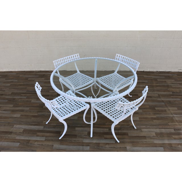 Mid-Century Modern Mid Century Thinline Aluminum Klismos Outdoor Dining Set, Table & 4 Chairs, California 1960s For Sale - Image 3 of 18