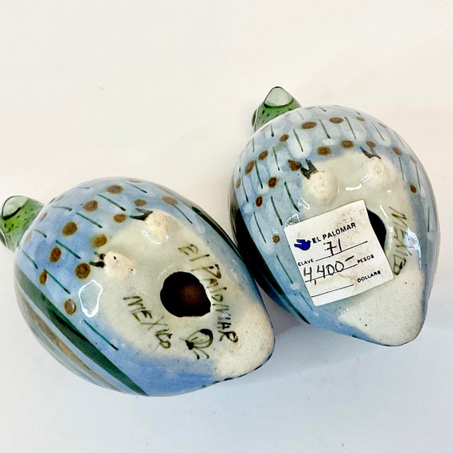 Cinco De Mayo - 1950s Boho Chic Folk Art Mexican Tonala Hand Painted Pottery Partridges, Artist Signed - A Pair. For Sale - Image 10 of 10