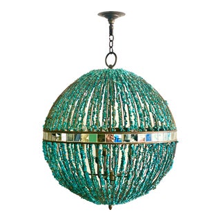 Currey and Company Turquoise Sphere Chandelier For Sale