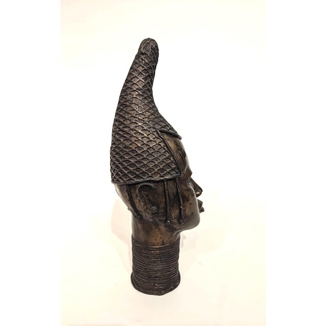 Tribal Beninese Edo Era Cast Bronze Bust For Sale - Image 3 of 7