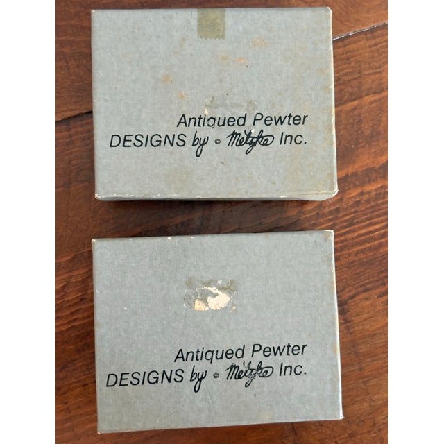 Vintage 1975 Metzke Pewter Duck Place Card Holders – Original 2 Boxes - Set of 12 For Sale - Image 4 of 10