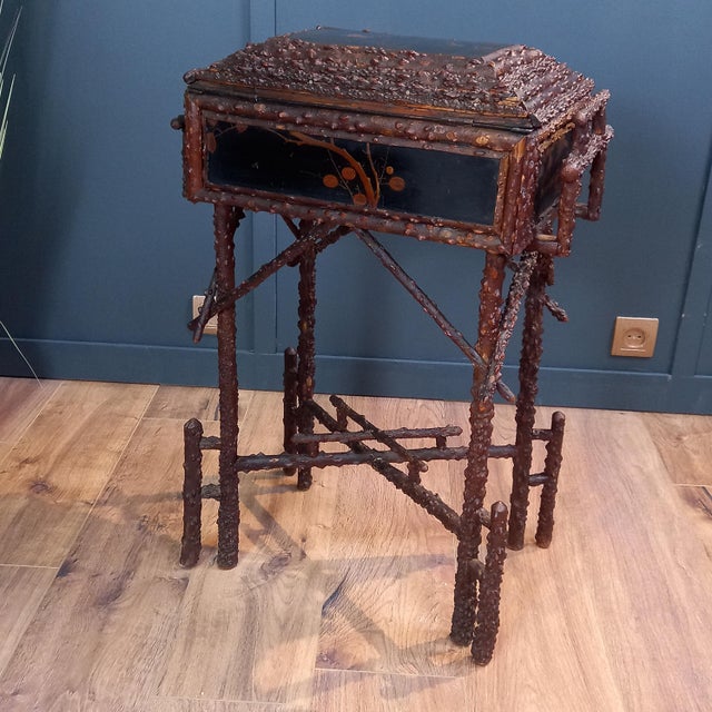 Wood Antique Japanese Sewing Table For Sale - Image 7 of 14
