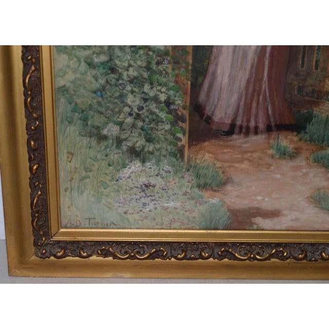 Impressionist Early 20th C. Watercolor Portrait of an Young Woman at Gardens Gate C.1910 For Sale - Image 3 of 9