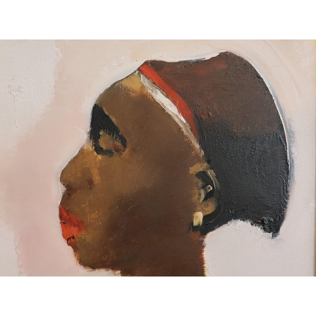 Mid-Century Modern 'The Quiet Within' Swedish Figurative Portrait Oil Painting, Framed For Sale - Image 9 of 12