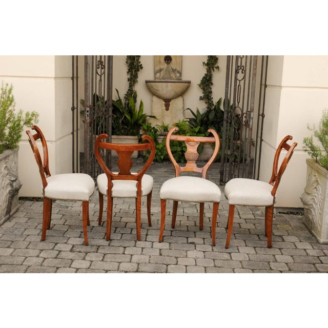 Biedermeier Set of Four Austrian Biedermeier Side Chairs with Lyre Shaped Backs, circa 1850 For Sale - Image 3 of 8