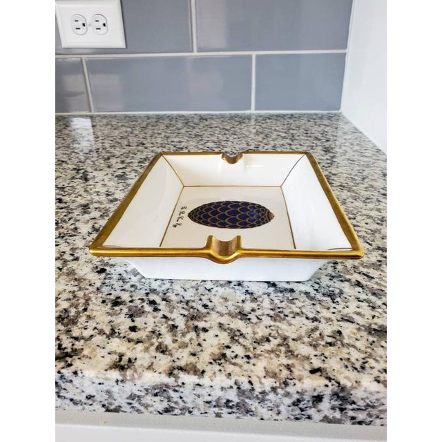 White House of Faberge & Limoges Porcelain Tray With Hand Painted Parcel Gilt Pine Cone Egg For Sale - Image 8 of 11