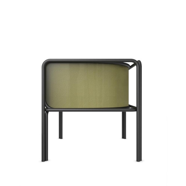 Contemporary Collector Az1 Armchair Green Leather and Black Metal by Francesco Zonca For Sale - Image 3 of 6