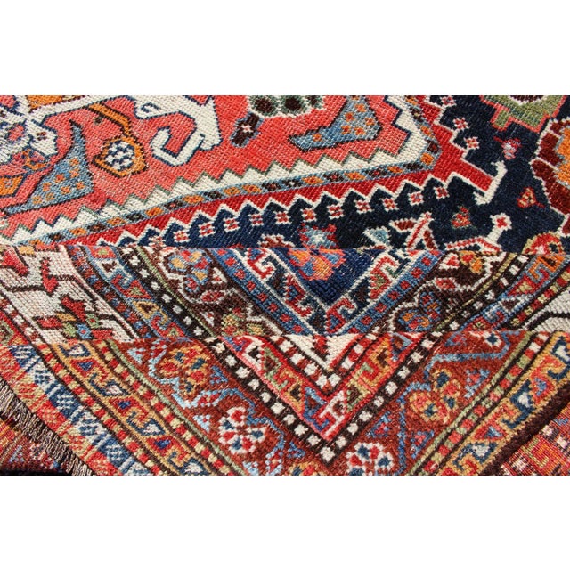 Very Fine and Detailed Antique Persian Qashqai Rug in Tribal Design For Sale - Image 11 of 13